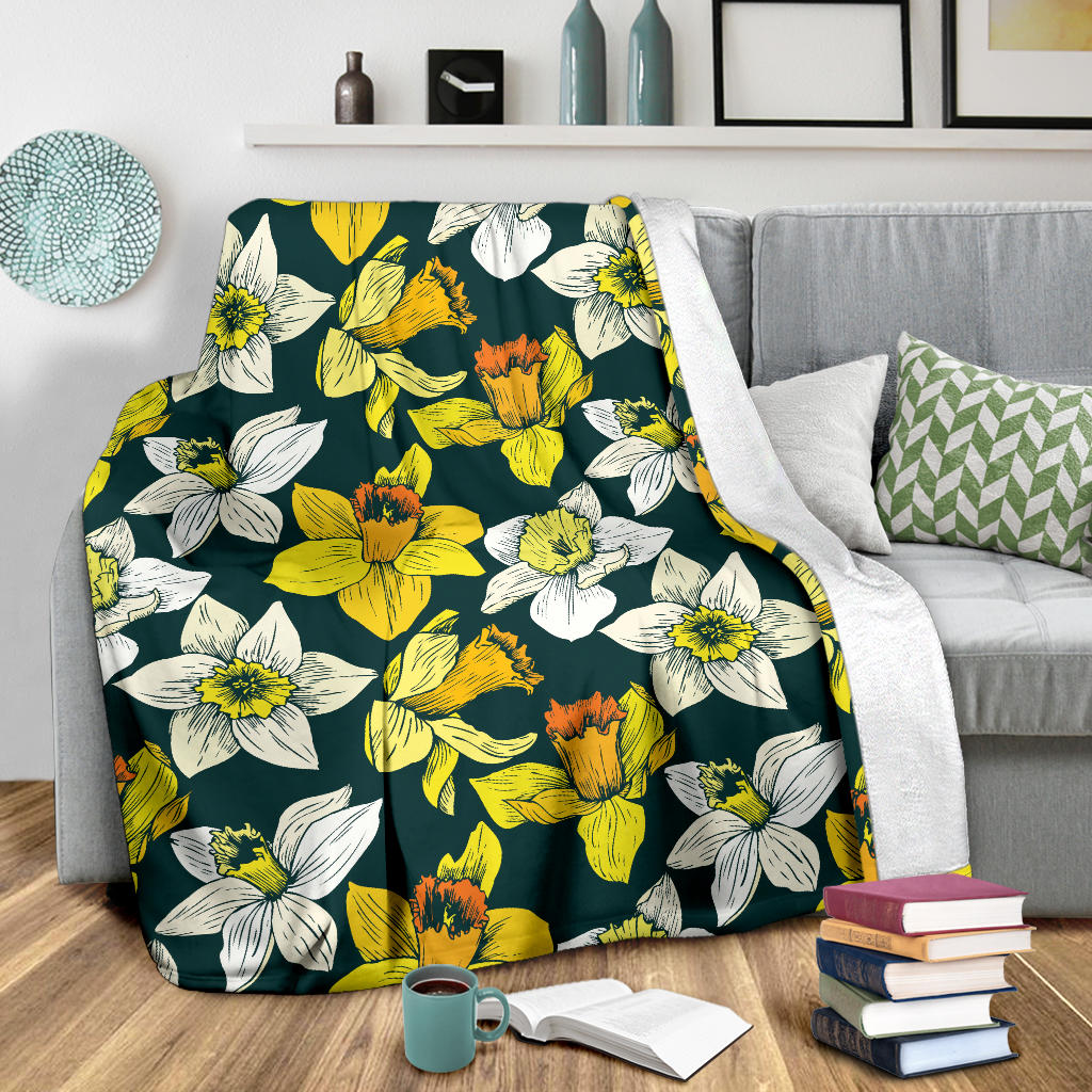 Daffodils Pattern Print Design DF02 Fleece Blanket