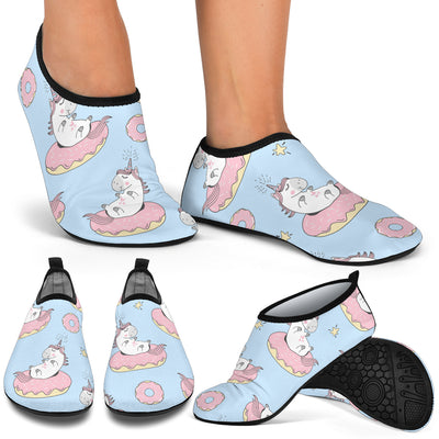 Donut Unicorn Pattern Print Design DN014 Aqua Water Shoes