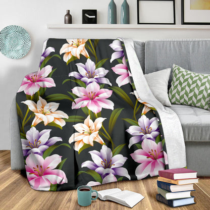 Lily Pattern Print Design LY01 Fleece Blanket
