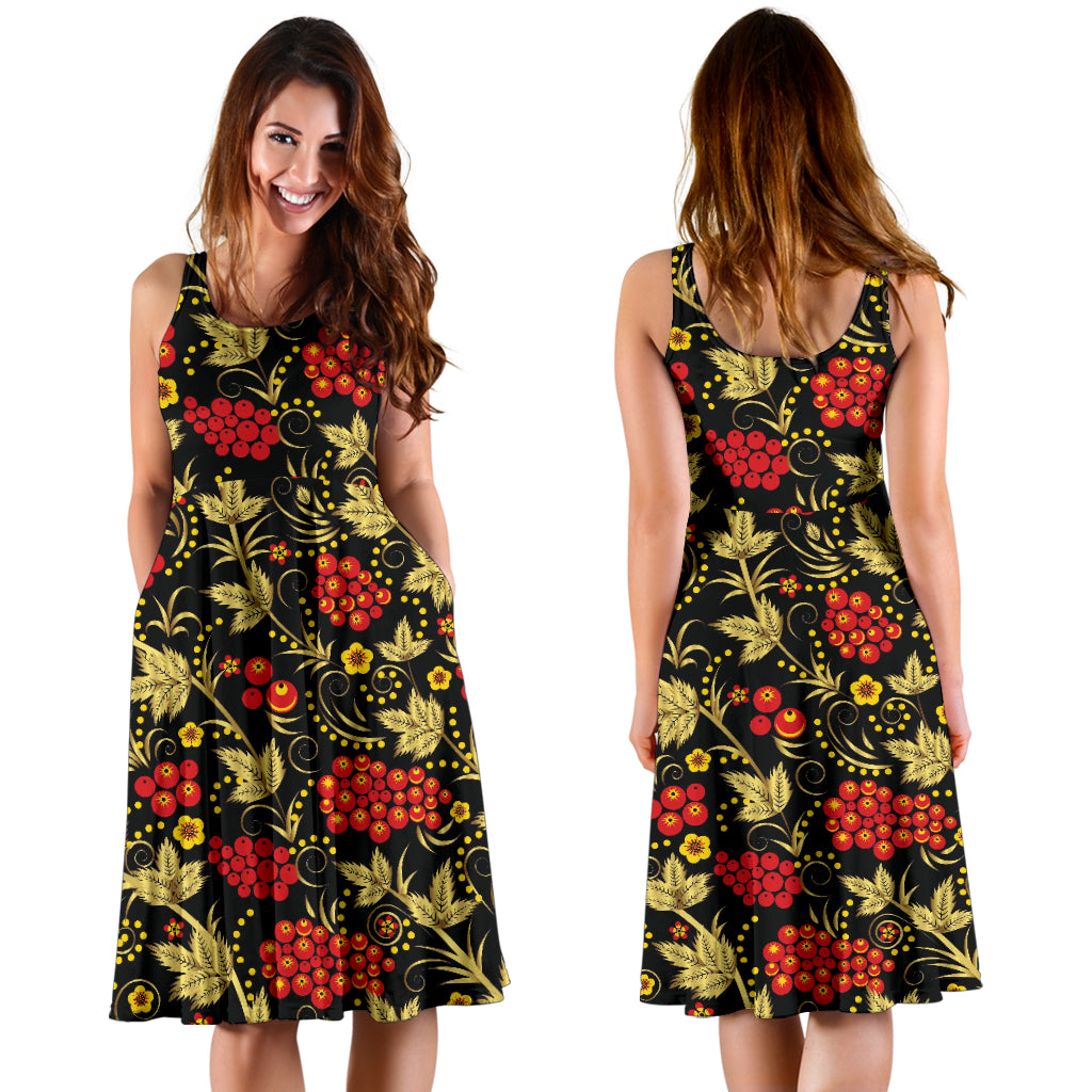 Cranberry Pattern Print Design CB02 Midi Dress