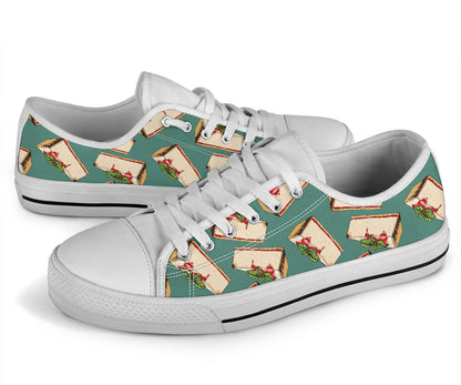 Cheesecake Pattern Print Design CK02 White Bottom Low Top Shoes