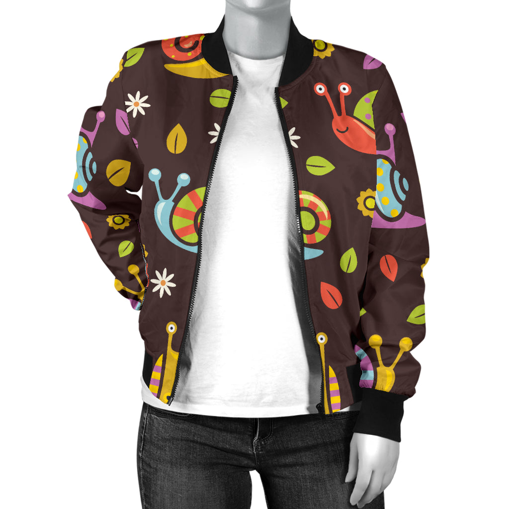 Snail Pattern Print Design 01 Women's Bomber Jacket