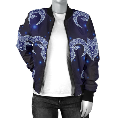 Aries Zodiac Pattern Print Design 01 Women's Bomber Jacket