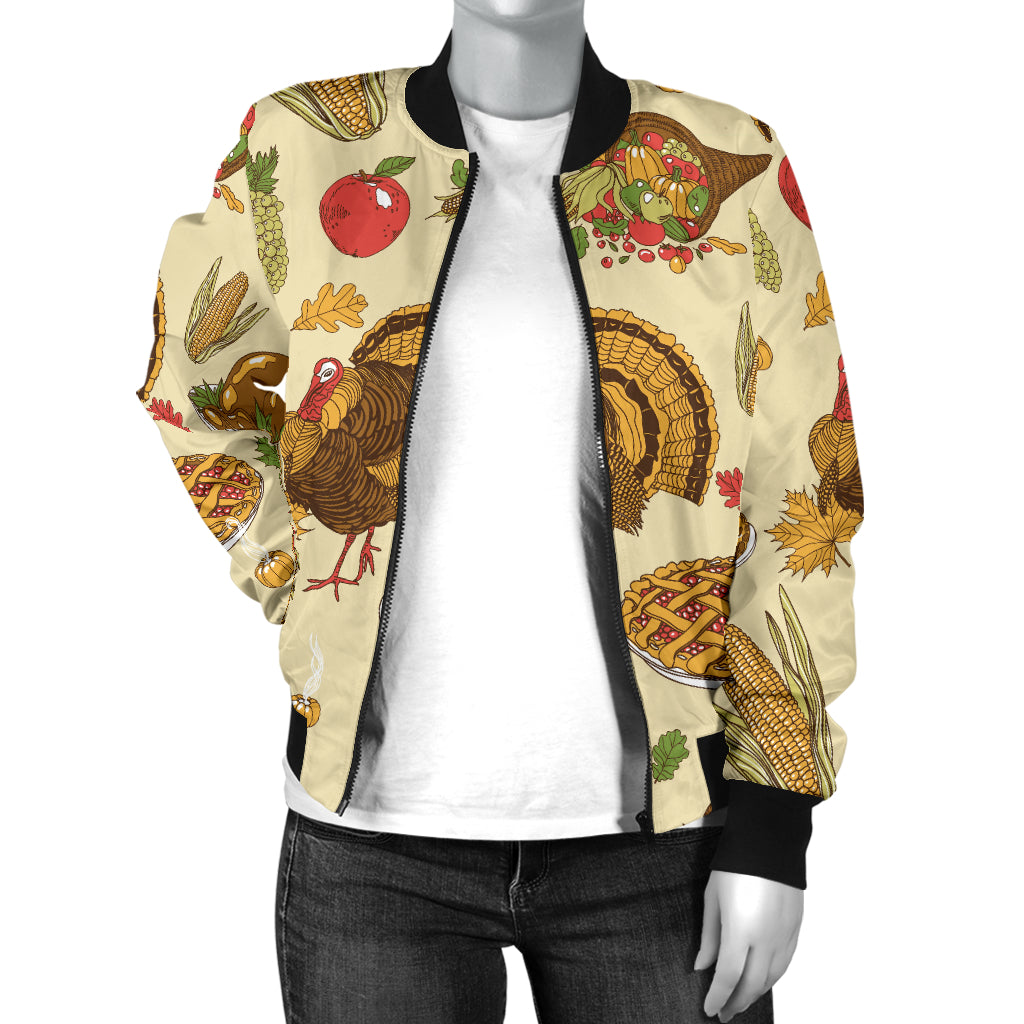 Turkey Pattern Print Design 02 Women's Bomber Jacket