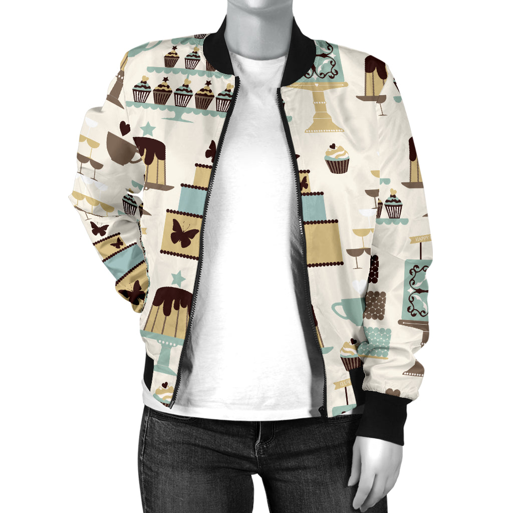 Cake Pattern Print Design 02 Women's Bomber Jacket