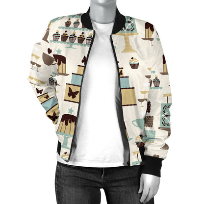 Cake Pattern Print Design 02 Women's Bomber Jacket