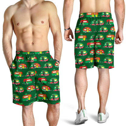 Camper Camping Christmas Themed Print Mens Shorts