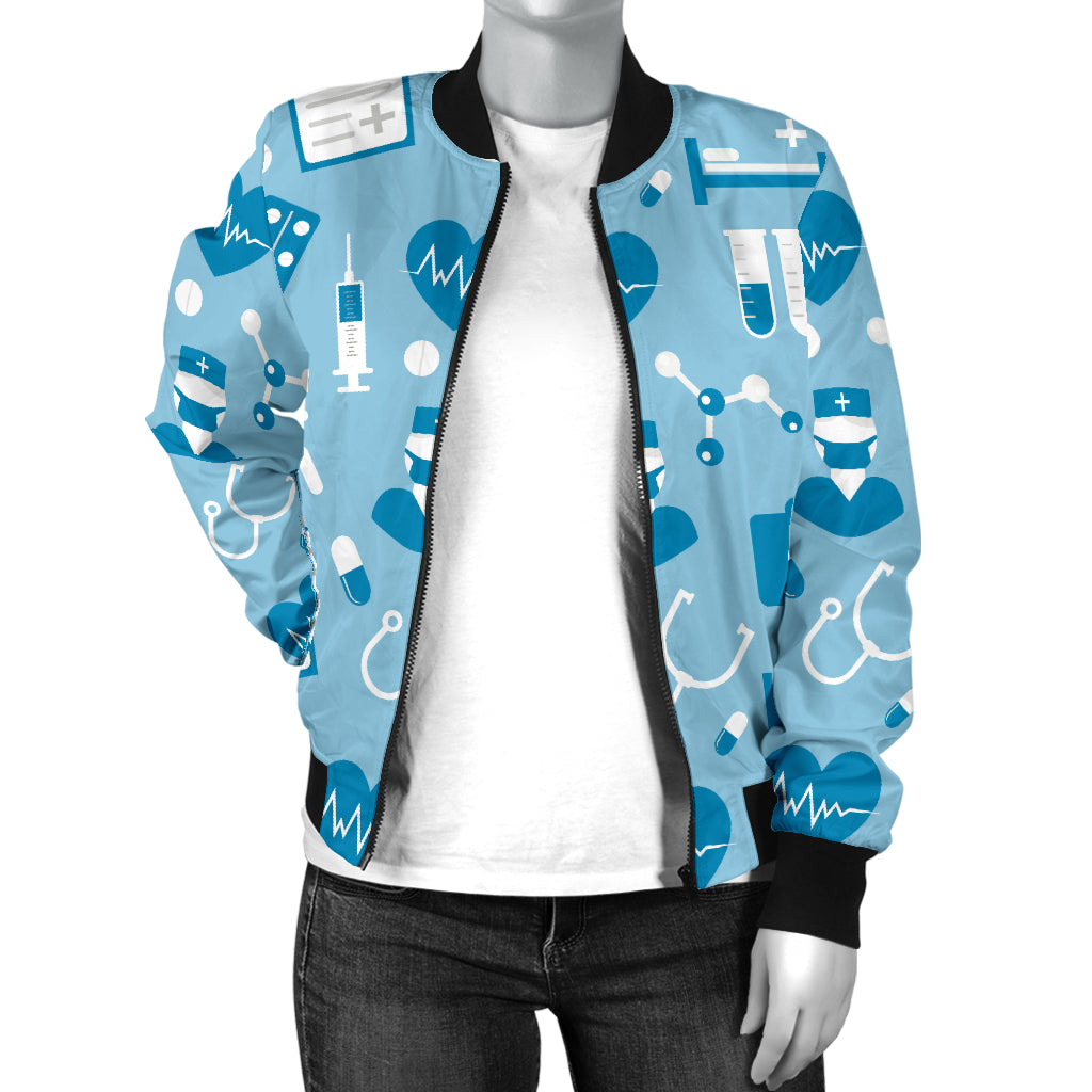 Medical Pattern Print Design 05 Women's Bomber Jacket