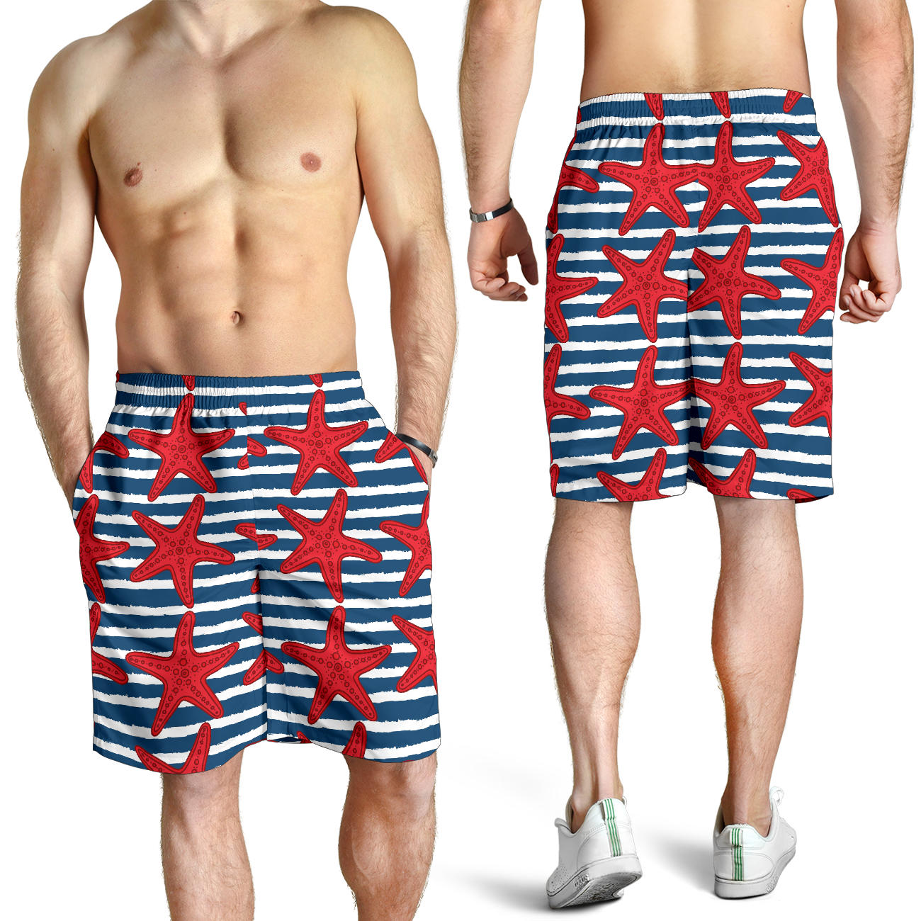 Starfish Red Pattern Print Design 02 Mens Shorts