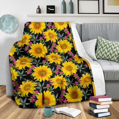 Sunflower Pattern Print Design SF014 Fleece Blanket