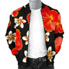 Red Hibiscus Pattern Print Design HB022 Men Bomber Jacket