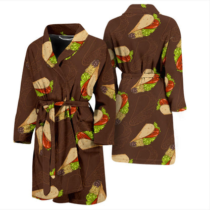 Taco Pattern Print Design TC08 Men Bathrobe