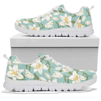 Lily Pattern Print Design LY09 Sneakers White Bottom Shoes