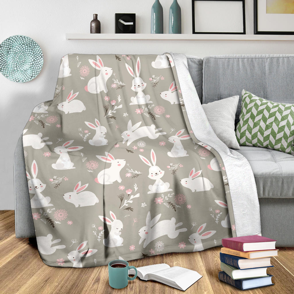 Rabbit Pattern Print Design RB03 Fleece Blanket