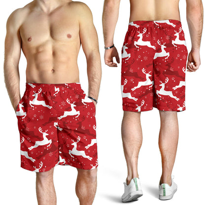 Reindeer Red Pattern Print Design 01 Mens Shorts