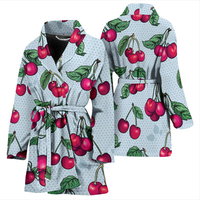 Cherry Pattern Print Design CH01 Women Bathrobe