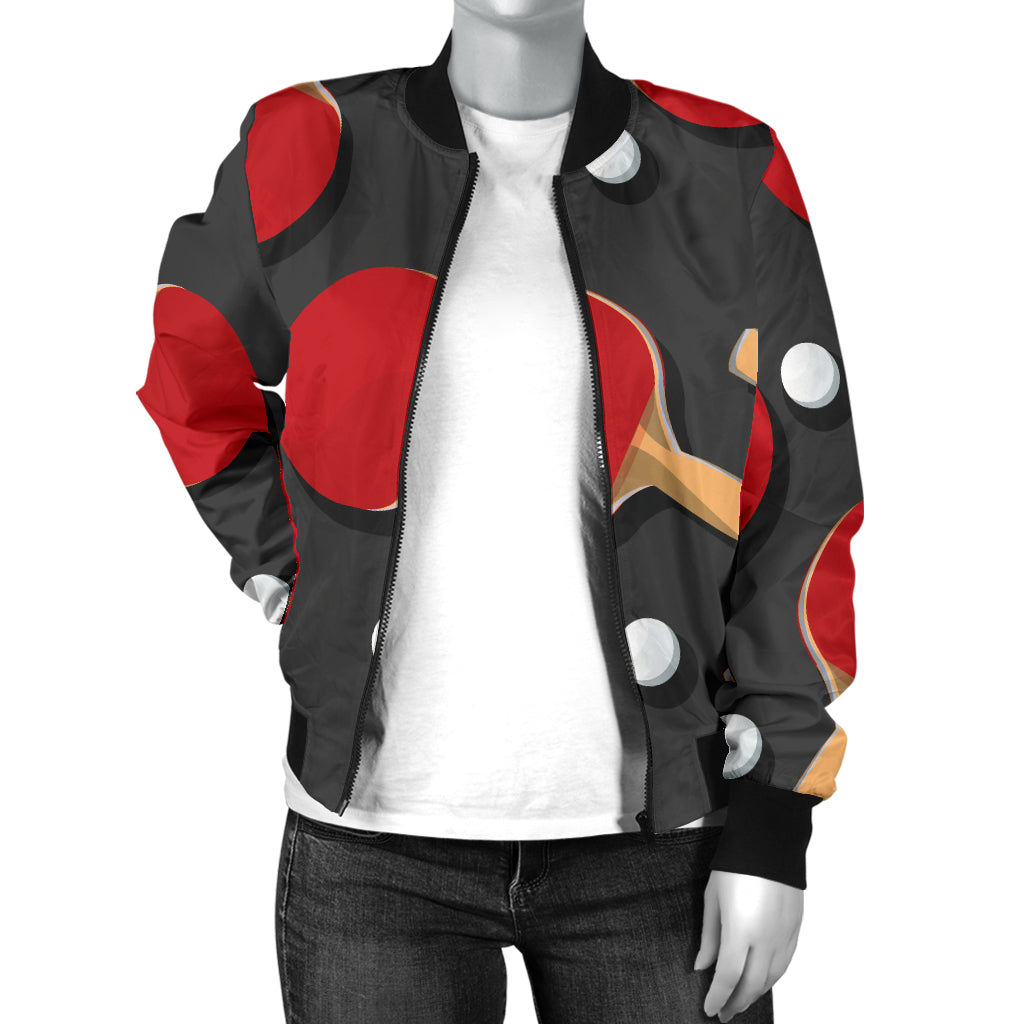 Ping Pong Pattern Print Design A05 Women's Bomber Jacket