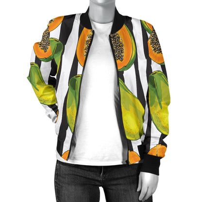 Papaya Pattern Print Design PP01 Women Bomber Jacket