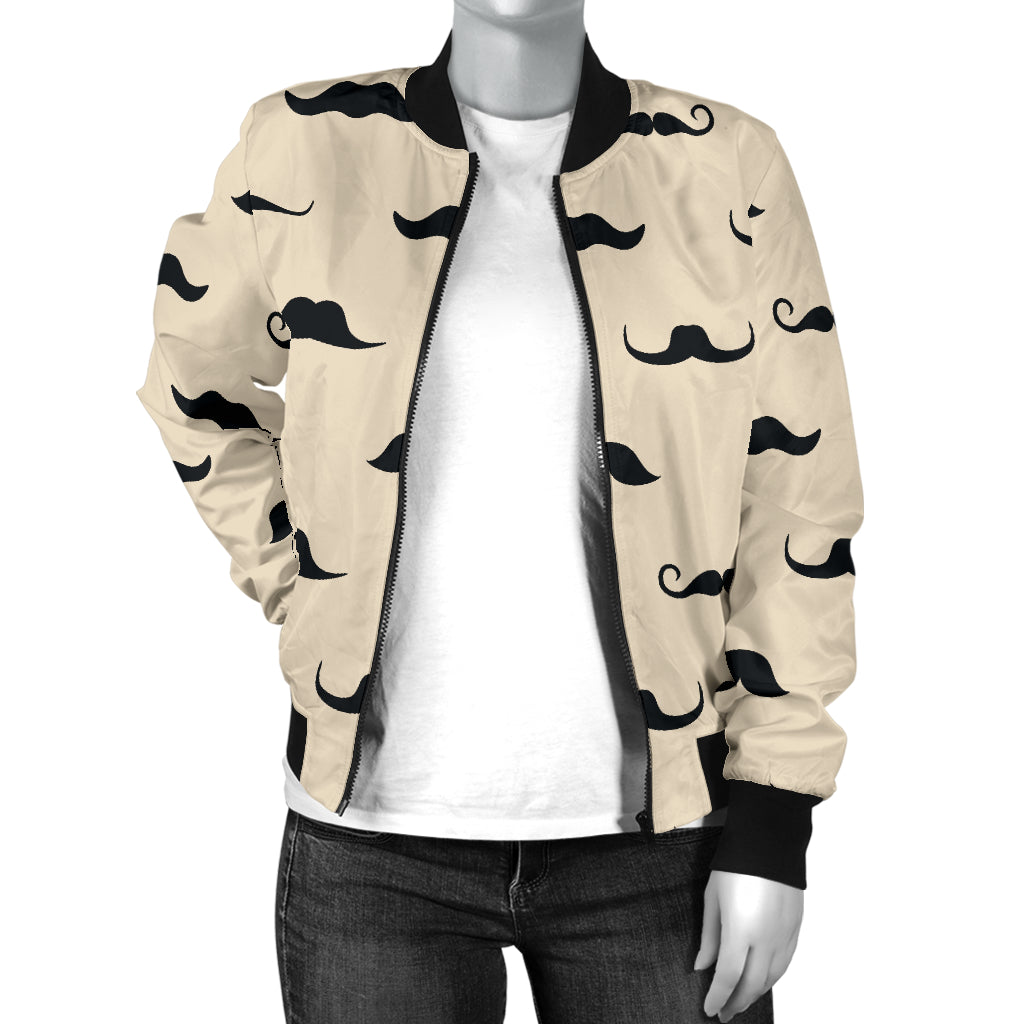 Mustache Pattern Print Design A03 Women's Bomber Jacket