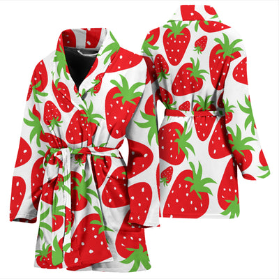 Strawberry Pattern Print Design SB01 Women Bathrobe