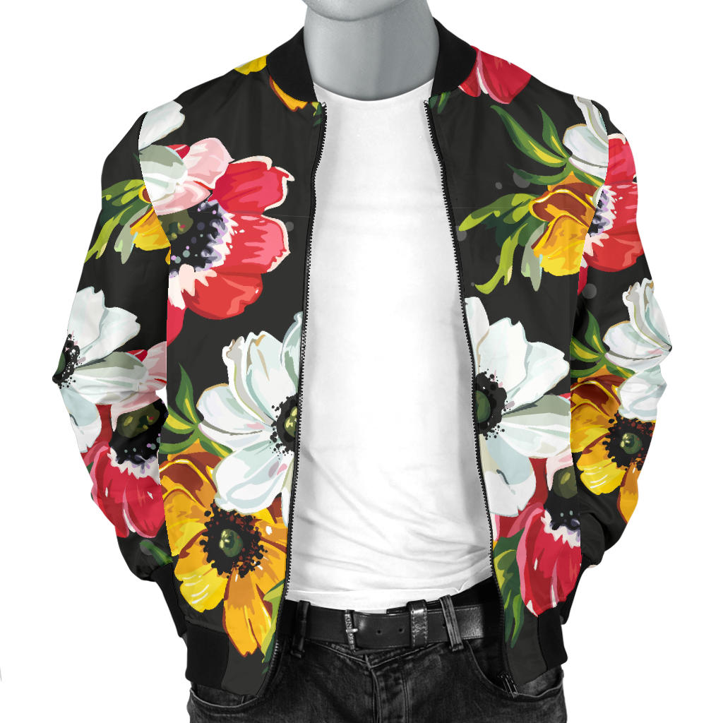 Anemone Pattern Print Design AM07 Men Bomber Jacket
