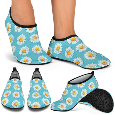 Daisy Pattern Print Design DS03 Aqua Water Shoes