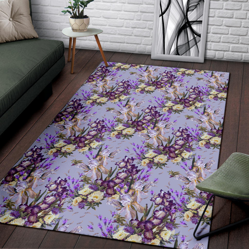 Iris Pattern Print Design IR07 Area Rugs