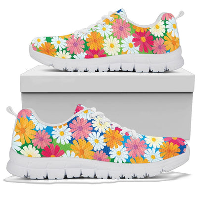 Daisy Pattern Print Design DS05 Sneakers White Bottom Shoes