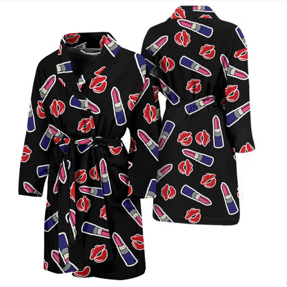 Lipstick Pattern Print Design LT01 Men Bathrobe