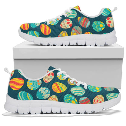 Easter Eggs Pattern Print Design RB09 Sneakers White Bottom Shoes