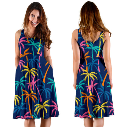 Palm Tree Pattern Print Design PT013 Midi Dress