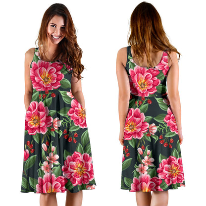 Summer Floral Pattern Print Design SF06 Midi Dress