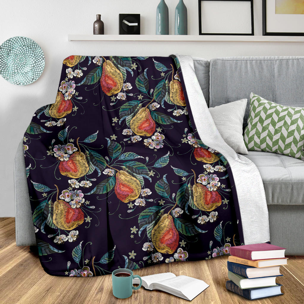 Pear Pattern Print Design PE02 Fleece Blanket