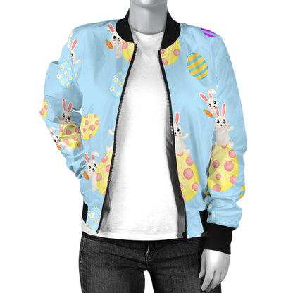 Easter Eggs Pattern Print Design RB015 Women Bomber Jacket
