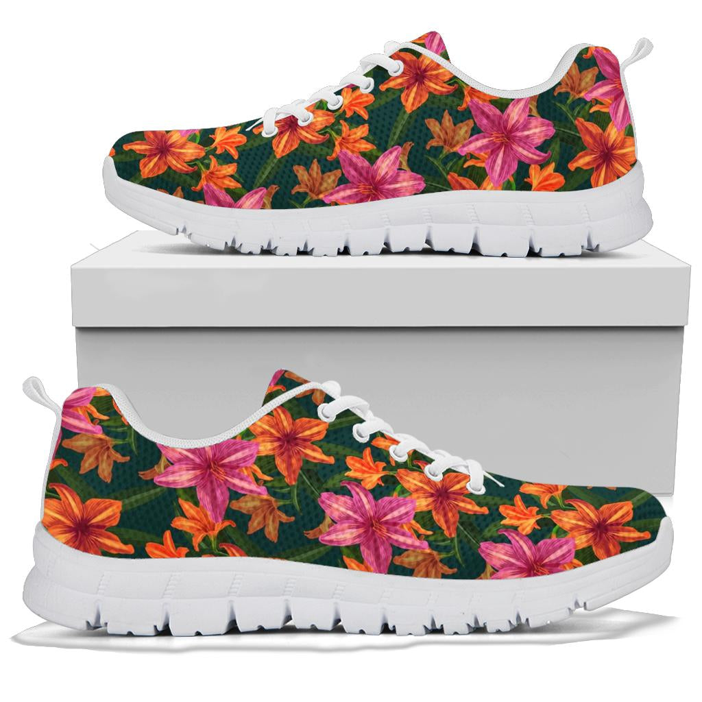 Amaryllis Pattern Print Design AL01 Sneakers White Bottom Shoes