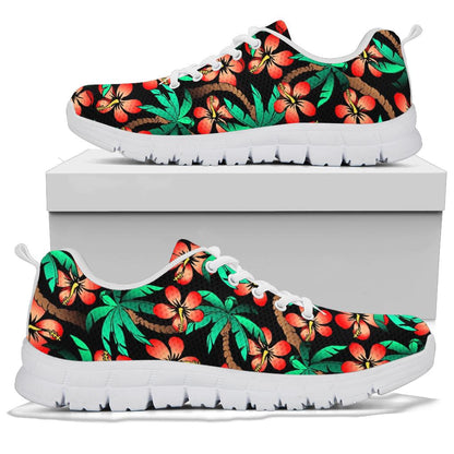 Hawaiian Themed Pattern Print Design H022 Sneakers White Bottom Shoes