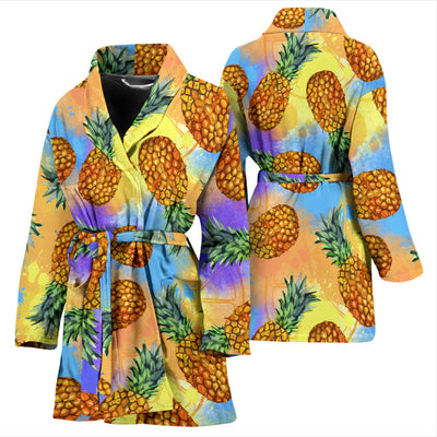 Pineapple Pattern Print Design PP09 Women Bathrobe