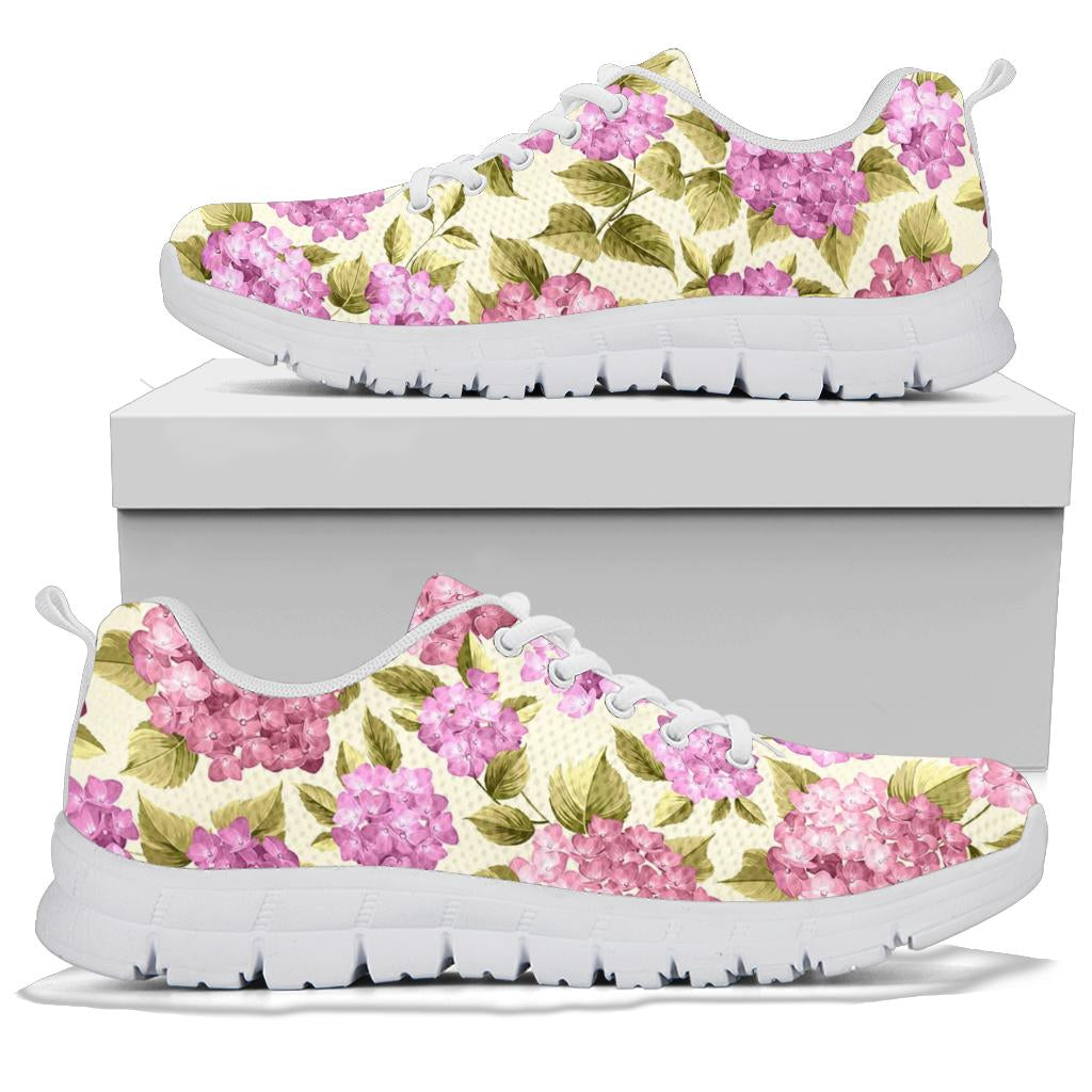 Hydrangea Pattern Print Design HD05 Sneakers White Bottom Shoes