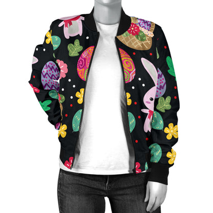 Easter Eggs Pattern Print Design RB05 Women Bomber Jacket