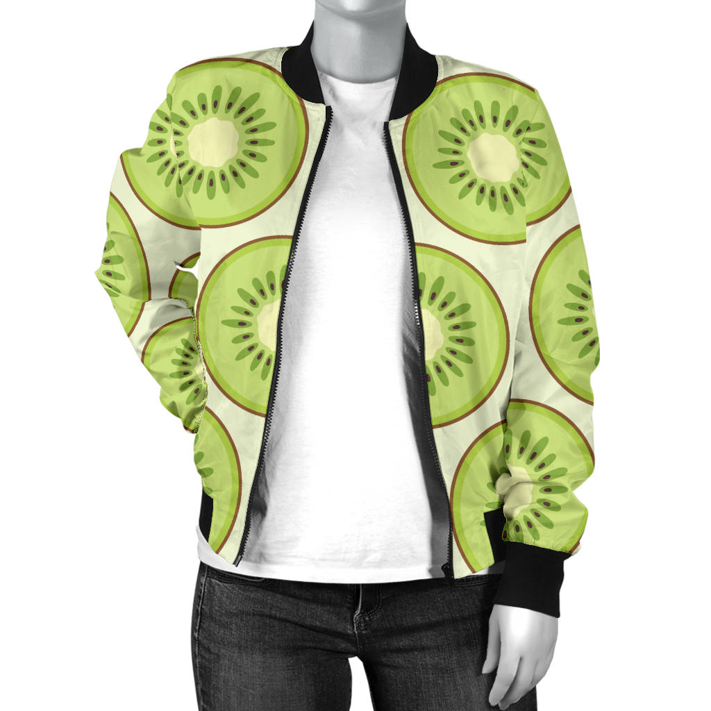 Kiwi Pattern Print Design KW02 Women Bomber Jacket
