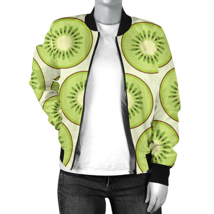 Kiwi Pattern Print Design KW02 Women Bomber Jacket