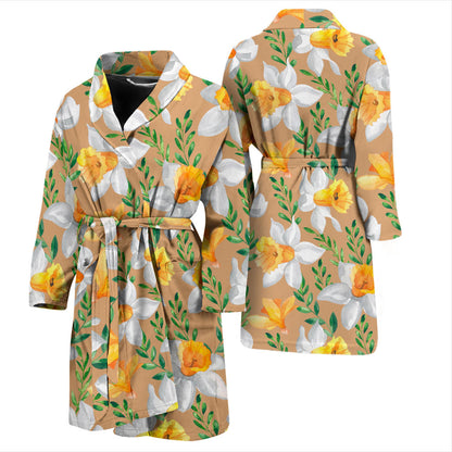 Daffodils Pattern Print Design DF04 Men Bathrobe