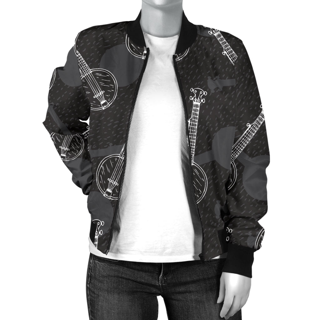 Banjo Pattern Print Design 03 Women's Bomber Jacket