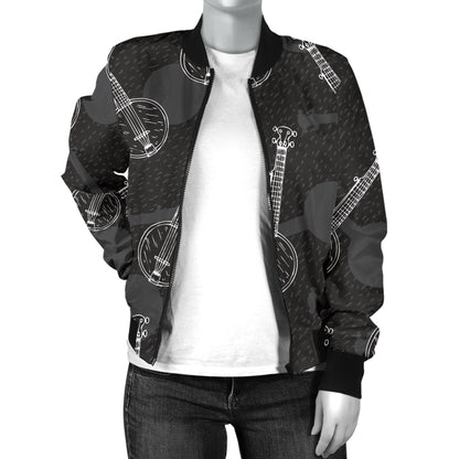 Banjo Pattern Print Design 03 Women's Bomber Jacket