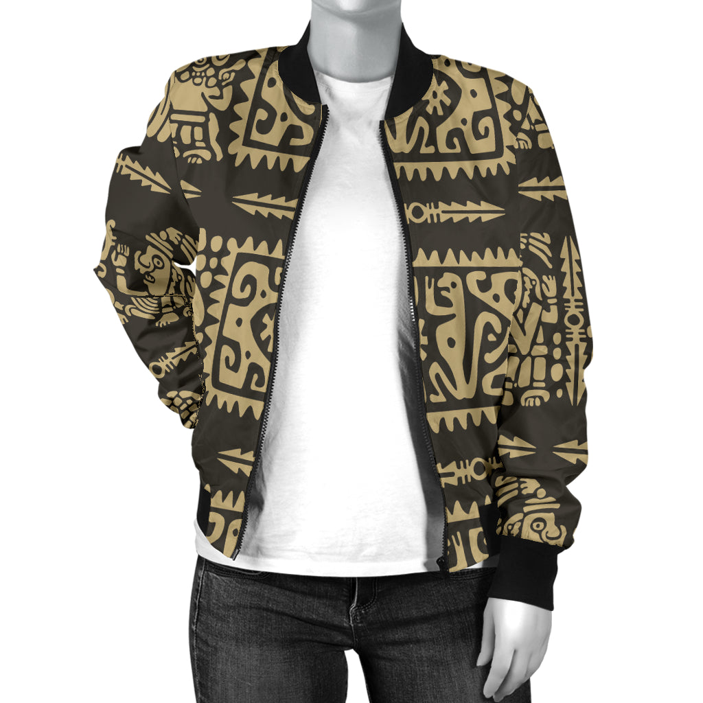Mayan Pattern Print Design 02 Women's Bomber Jacket