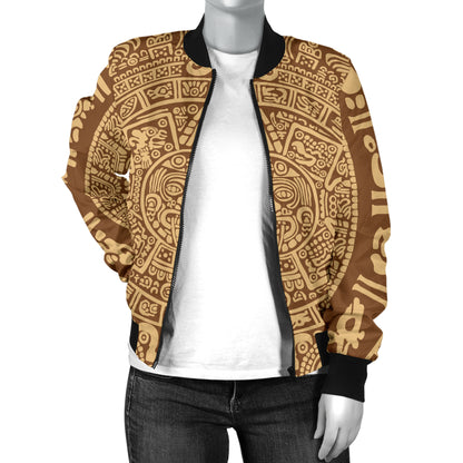Mayan Pattern Print Design 01 Women's Bomber Jacket