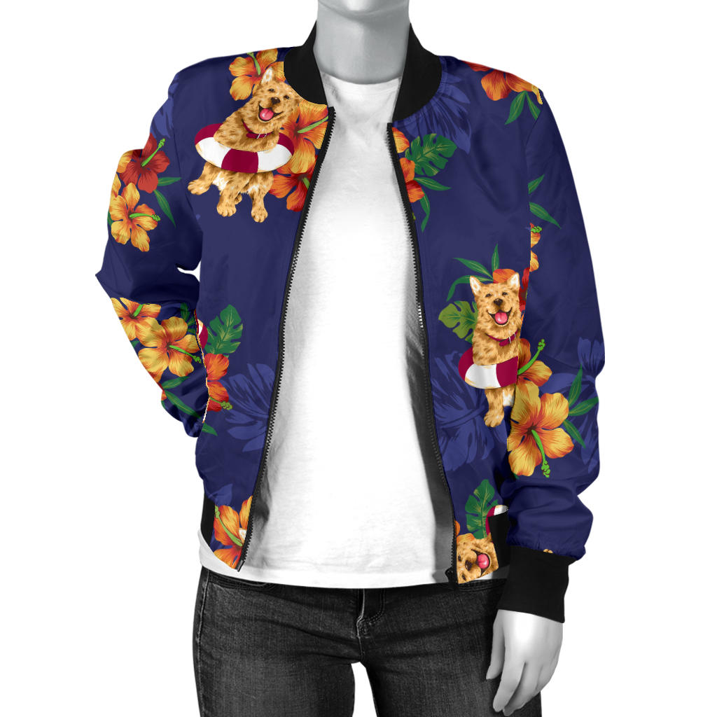 Hawaiian Themed Pattern Print Design H02 Women Bomber Jacket