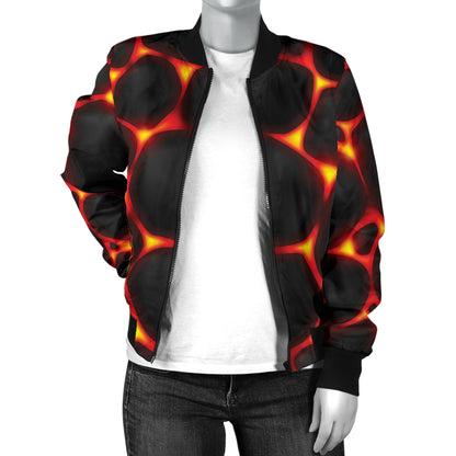 Lava Pattern Print Design 01 Women's Bomber Jacket
