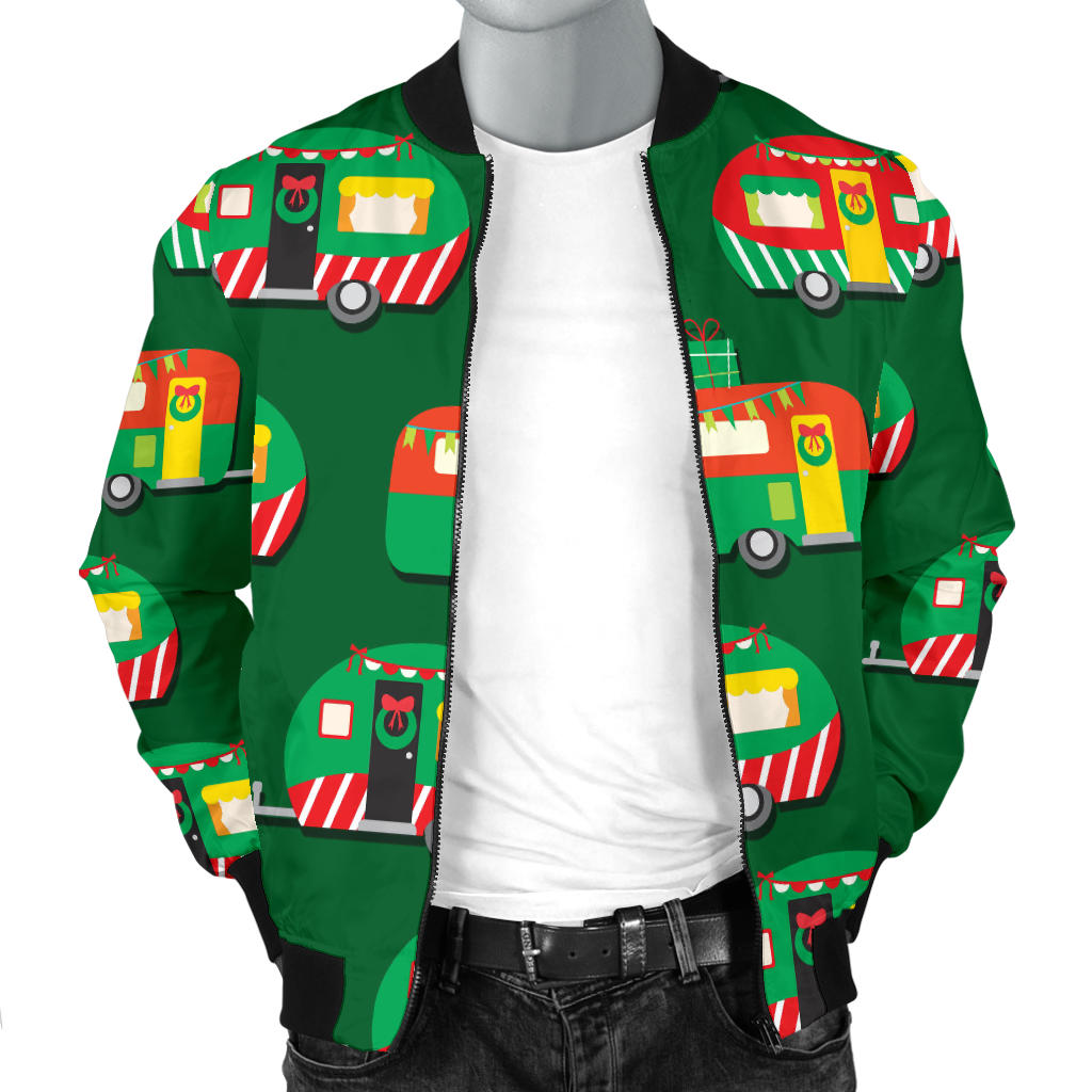 Camper Camping Christmas Themed Print Men Bomber Jacket