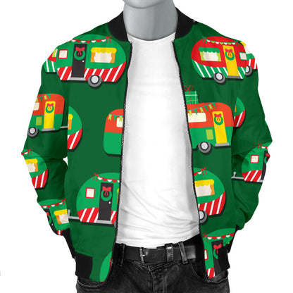 Camper Camping Christmas Themed Print Men Bomber Jacket
